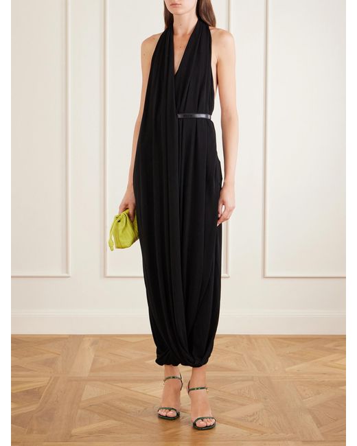 Loewe Black Draped Jersey Midi Dress