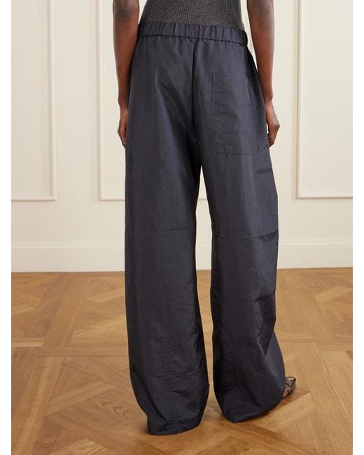 Tibi Blue Winslow Crinkled-Shell Barrel-Leg Pants