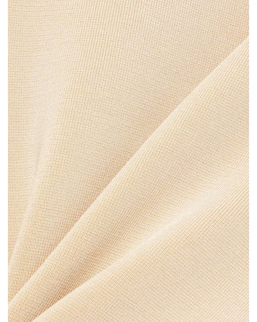 Jacquemus Natural Cubista Off-The-Shoulder Open-Back Stretch-Knit Mini Dress