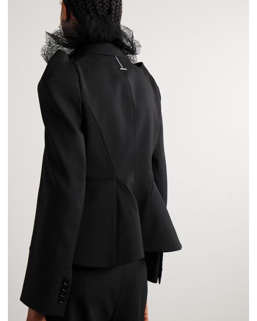 Alexander McQueen Black Verkürzter Doppelreihiger Blazer Aus Einer Wollmischung
