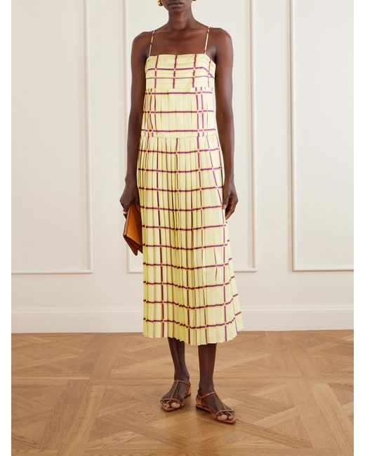 Emilia Wickstead Metallic Agata Checked Silk-Twill Midi Dress