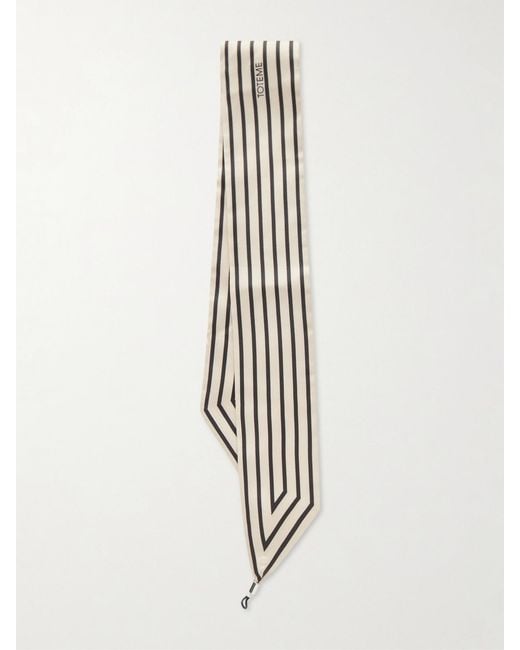 Totême White Printed Silk-Twill Scarf