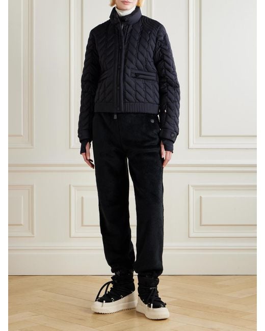 Moncler Black Shell-Trimmed Fleece Tapered Sweatpants