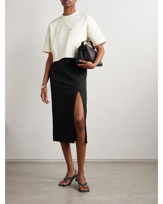 La Ligne Black Colby Stretch Recycled-Crepe Midi Skirt