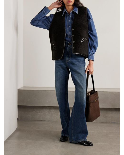 Blazé Milano Black Tatoosh Gliss Wendbare Jacke Aus Shearling Mit Lederbesätzen