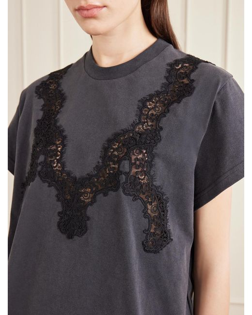 Stella McCartney Black Lace-Trimmed Cotton-Jersey T-Shirt