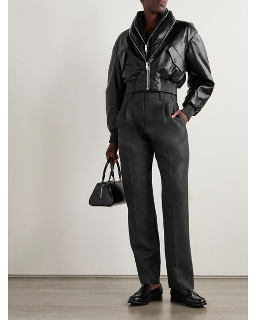 Givenchy Gray Pleated Wool Tapered Pants