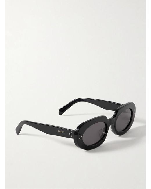 Céline Black Bold Oval-Frame Acetate Sunglasses