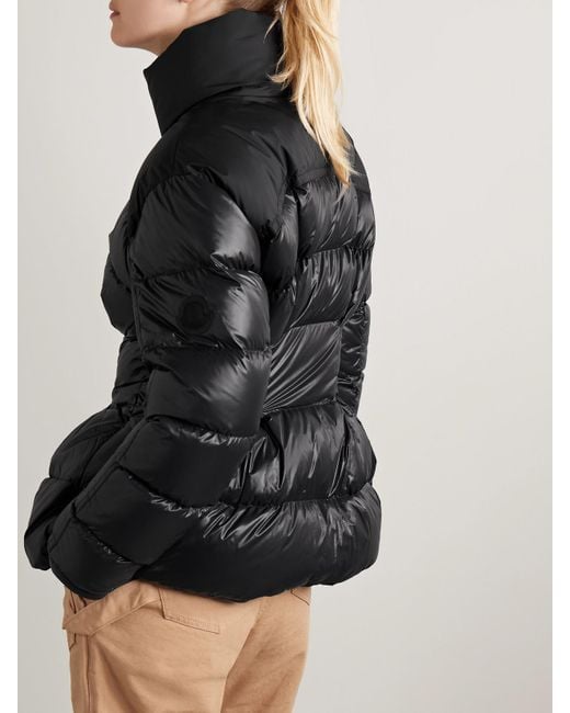 Moncler Black Appliquéd Quilted Padded Glossed-Shell Down Jacket