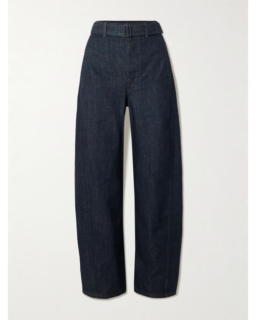 Lemaire Blue Twisted Halbhohe Barrel-Jeans Mit Gürtel