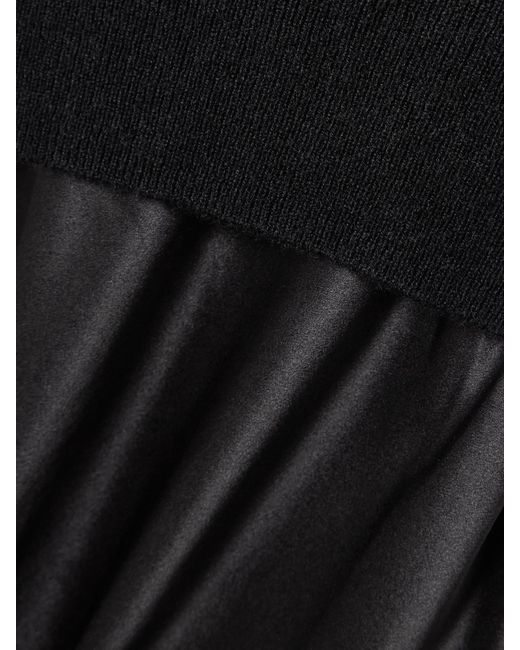 Christopher Esber Black Monument Off-The-Shoulder Layered Cashmere And Silk-Satin Maxi Dress