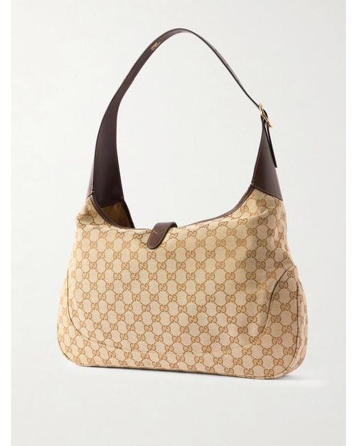 Gucci Natural Jackie 1961 Leather-Trimmed Printed Coated-Canvas Shoulder Bag