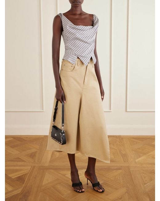 Vivienne Westwood White Sunday Asymmetric Striped Cotton-Poplin Blouse