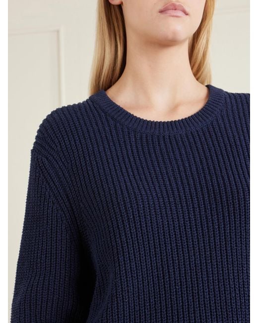 Nili Lotan Blue Tarik Cotton And Silk-Blend Sweatshirt