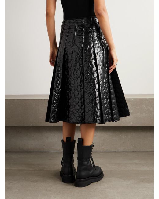 Moncler Black Appliquéd Pleated Quilted Padded Shell Skirt