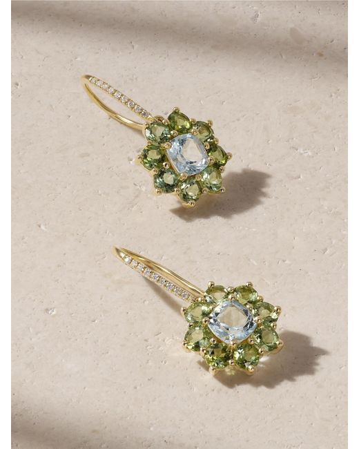Jennifer Meyer Natural Flower Drop Kleine Ohrringe Aus 18 Karat Mit Mehreren Steinen