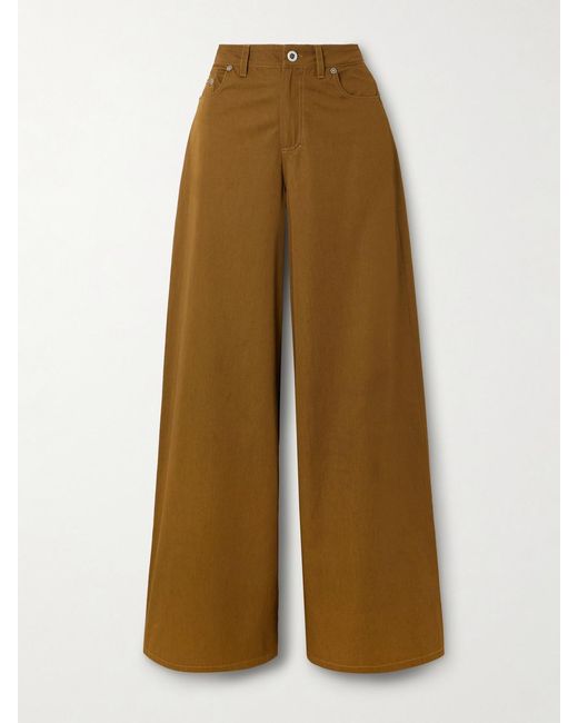 Emporio Sirenuse Natural Nadia Silk-Twill Wide-Leg Pants