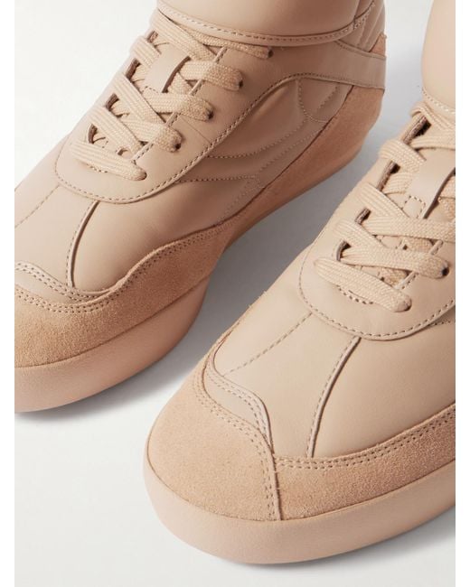 Chloé Natural Kick Suede-Trimmed Quilted Leather High-Top Sneakers