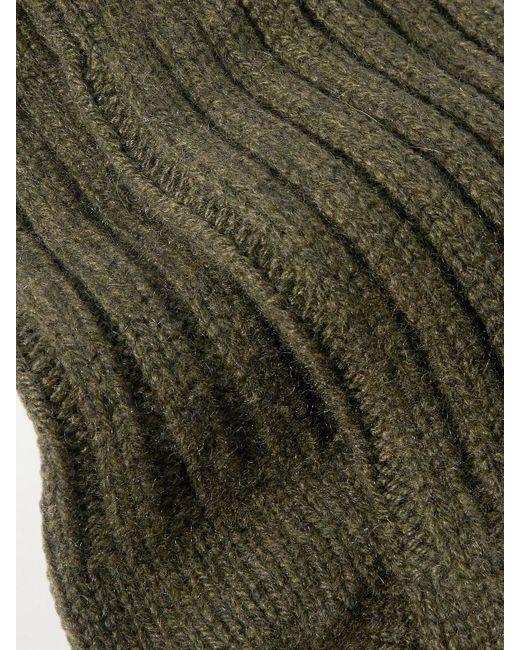 The Elder Statesman Green Yosemite Ribbed Cashmere Socks