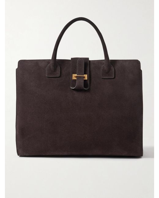 Nili Lotan Black Lou Suede Tote