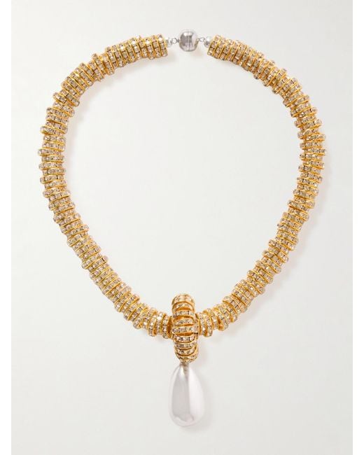 Julietta White Goldfarbene Kette Mit Kunstperlen Und Swarovski-Kristallen