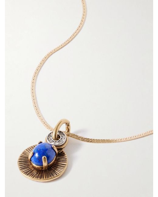 Maison Mayle White Soli Bon-Plated, Lapis Lazuli And Crystal Necklace