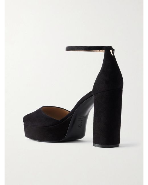Stuart Weitzman Black Suede Platform Sandals
