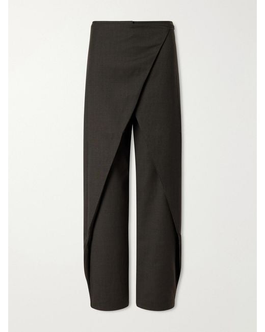 St. Agni Black Rouleau Wool-Blend Wide-Leg Pants