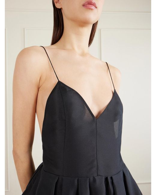 Khaite Black Colette Asymmetric Pleated Silk-Organza Gown