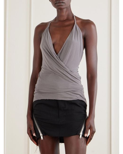 Rick Owens Gray Draped Jersey Tank