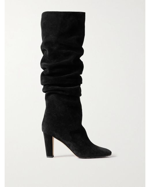 Manolo Blahnik Black Calassohi 90 Suede Knee Boots