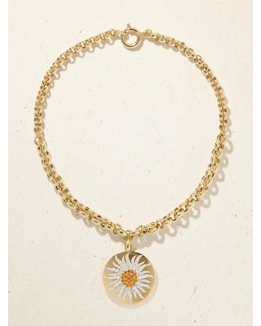 Yvonne Léon Natural Roi Soleil 18-Karat, Diamond And Citrine Necklace