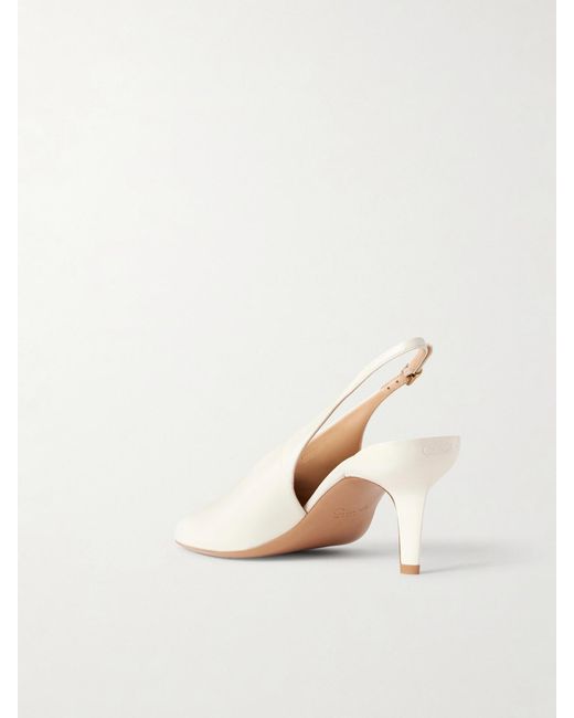 Chloé Natural Suzie Leather Slingback Pumps