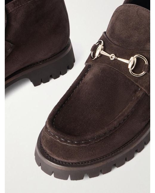 Gucci Brown Sylke Horsebit-Detailed Suede Ankle Boots