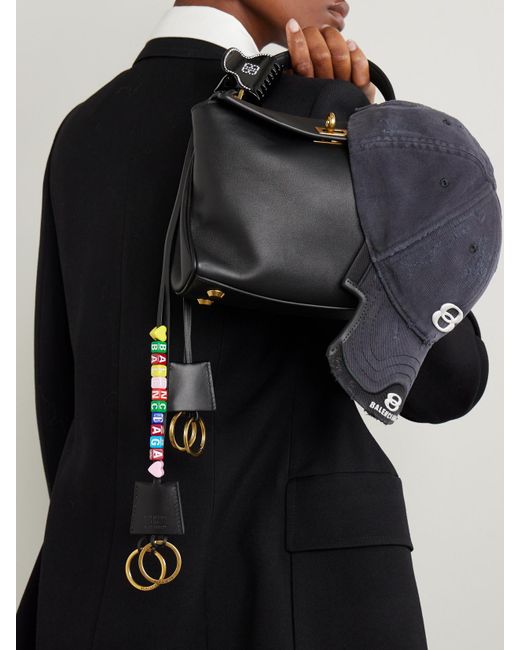 Balenciaga White Rodeo Cloche Clé Schlüsselanhänger Aus Leder Mit Goldfarbenen Details