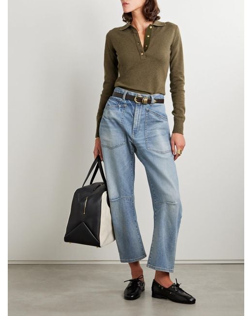 Nili Lotan Blue Shon High-Rise Tapered Jeans