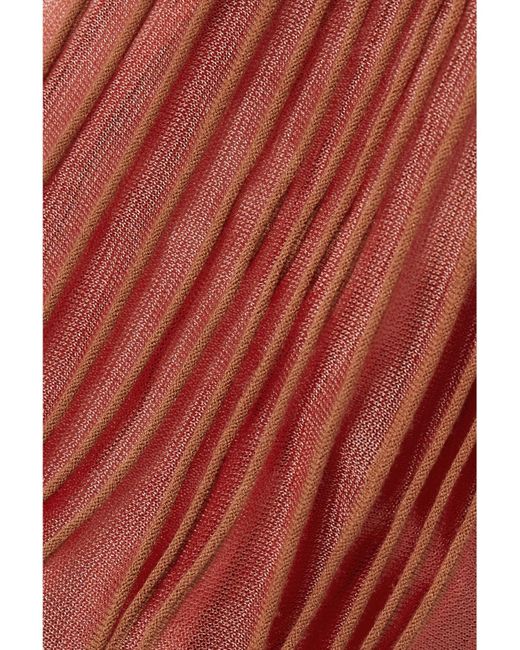 Ulla Johnson Brown Lenora Tulle-Trimmed Ribbed-Knit Top