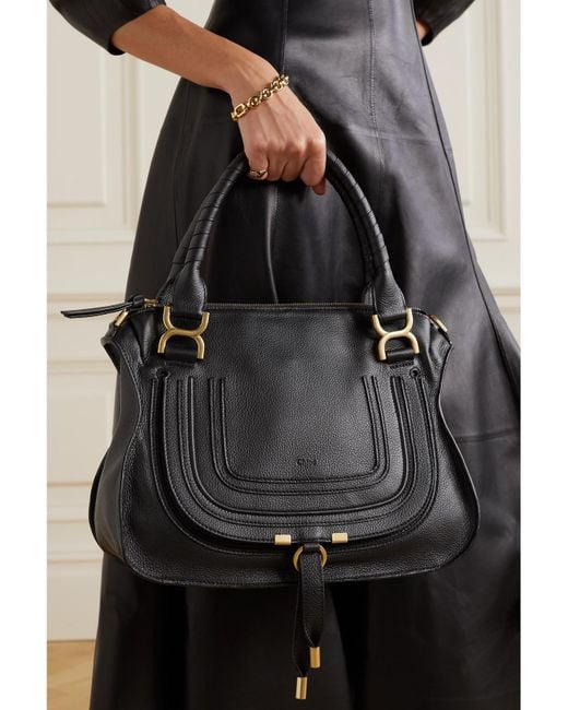 Chloé Black Net Sustain Marcie Medium Textured-Leather Tote