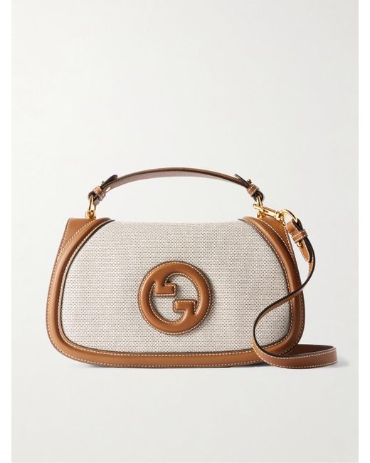 Gucci Brown Blondie Leather-Trimmed Canvas Shoulder Bag