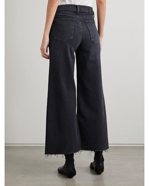 Citizens of Humanity Blue Lyra Frayed Cropped High-Rise Wide-Leg Jeans