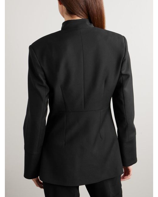 Violante Nessi Black Lille Satin-Trimmed Wool-Blend Blazer