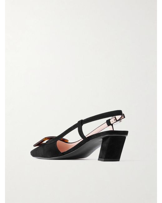Roger Vivier Black Belle Vivier 45 Suede Slingback Pumps