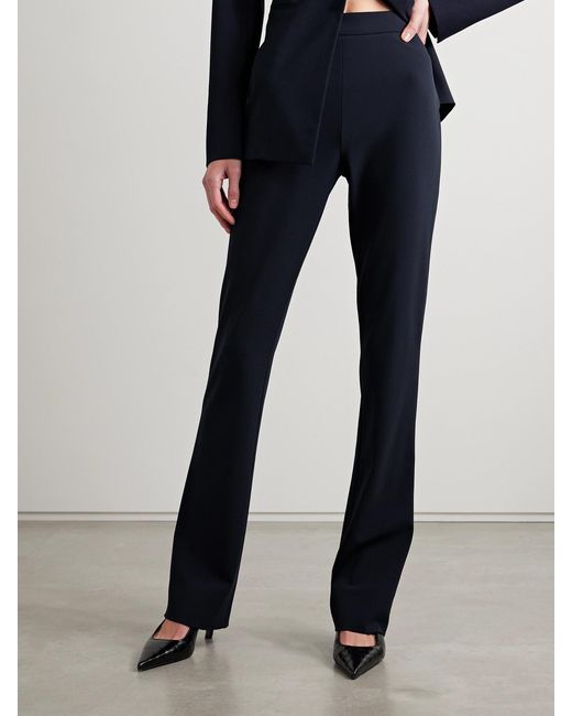 FFORME Blue Jem Wool-Blend Crepe Flared Pants