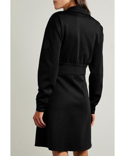 Moncler Black Pleated Ponte Mini Dress