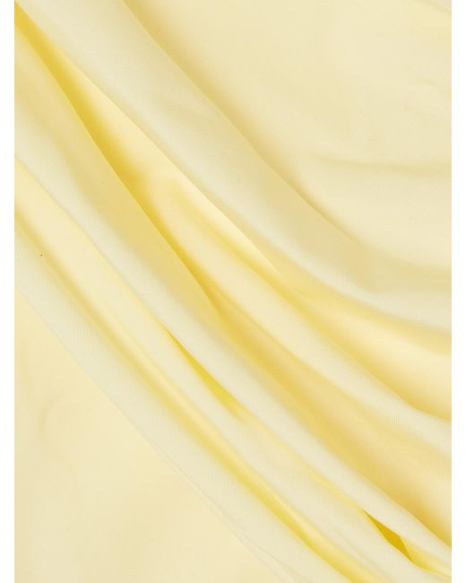 Maygel Coronel Yellow Fiorella Off-The-Shoulder Appliquéd Ruched Swimsuit