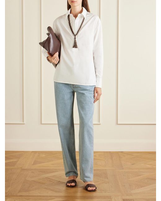 Loulou de Saison White Colin Cotton-Poplin Shirt