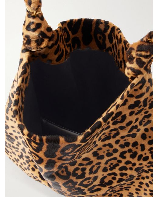 Saint Laurent Brown Amalia Leopard-Print Leather Shoulder Bag