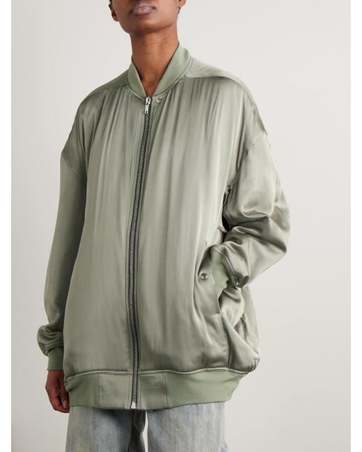 Rick Owens Green Peter Oversized Padded Satin Jacket