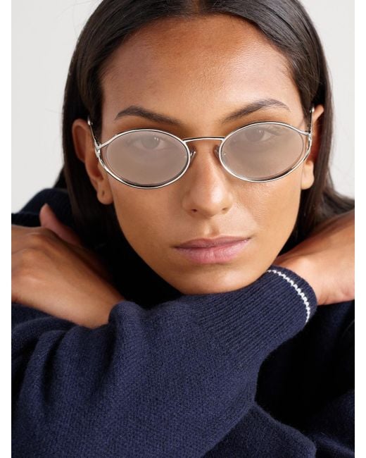 Miu Miu Natural Oval-Frame-Tone Sunglasses