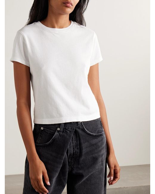 Agolde White Adine Cropped Organic Cotton-Jersey T-Shirt